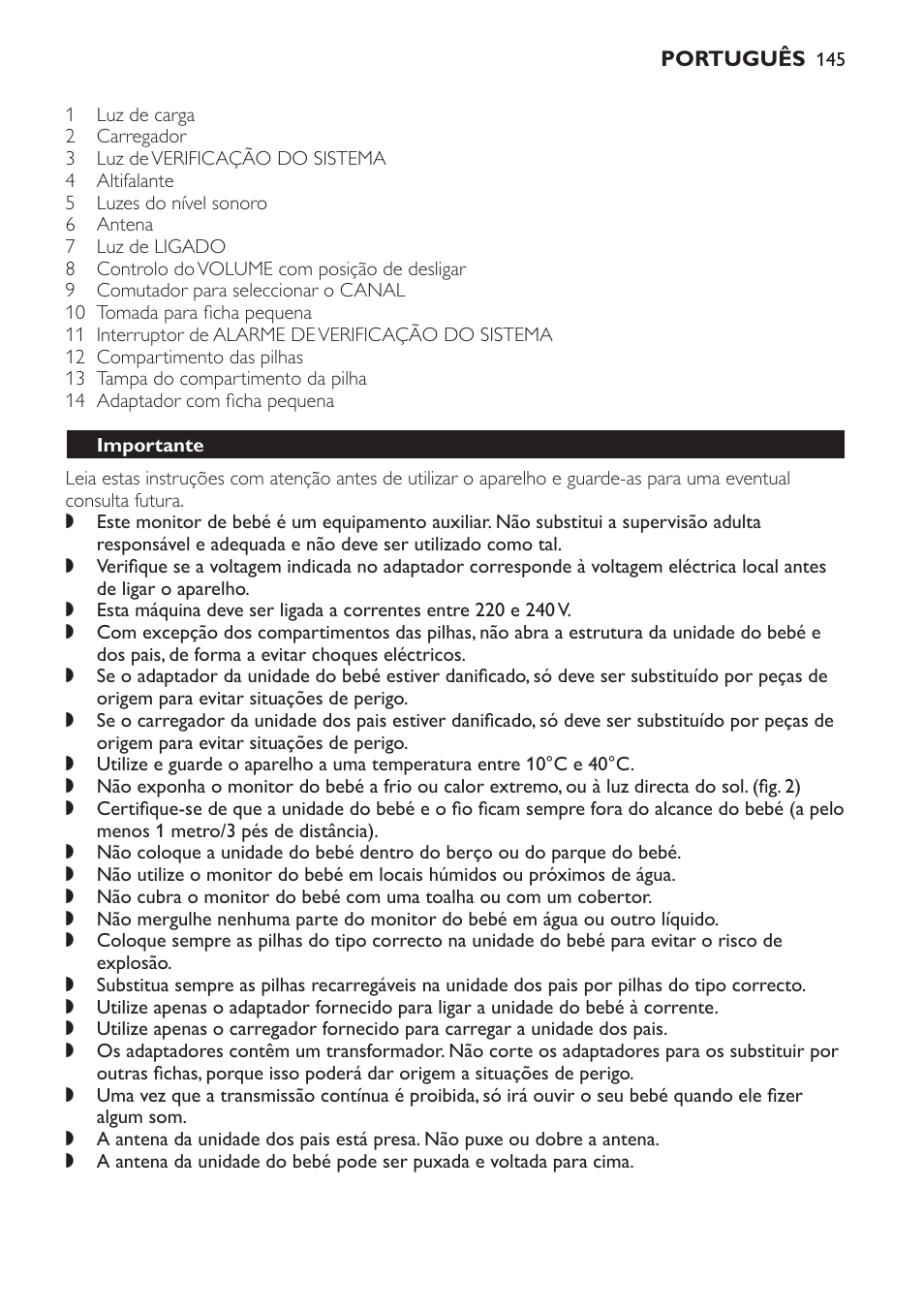 Importante | Philips SCD 469 User Manual | Page 145 / 188