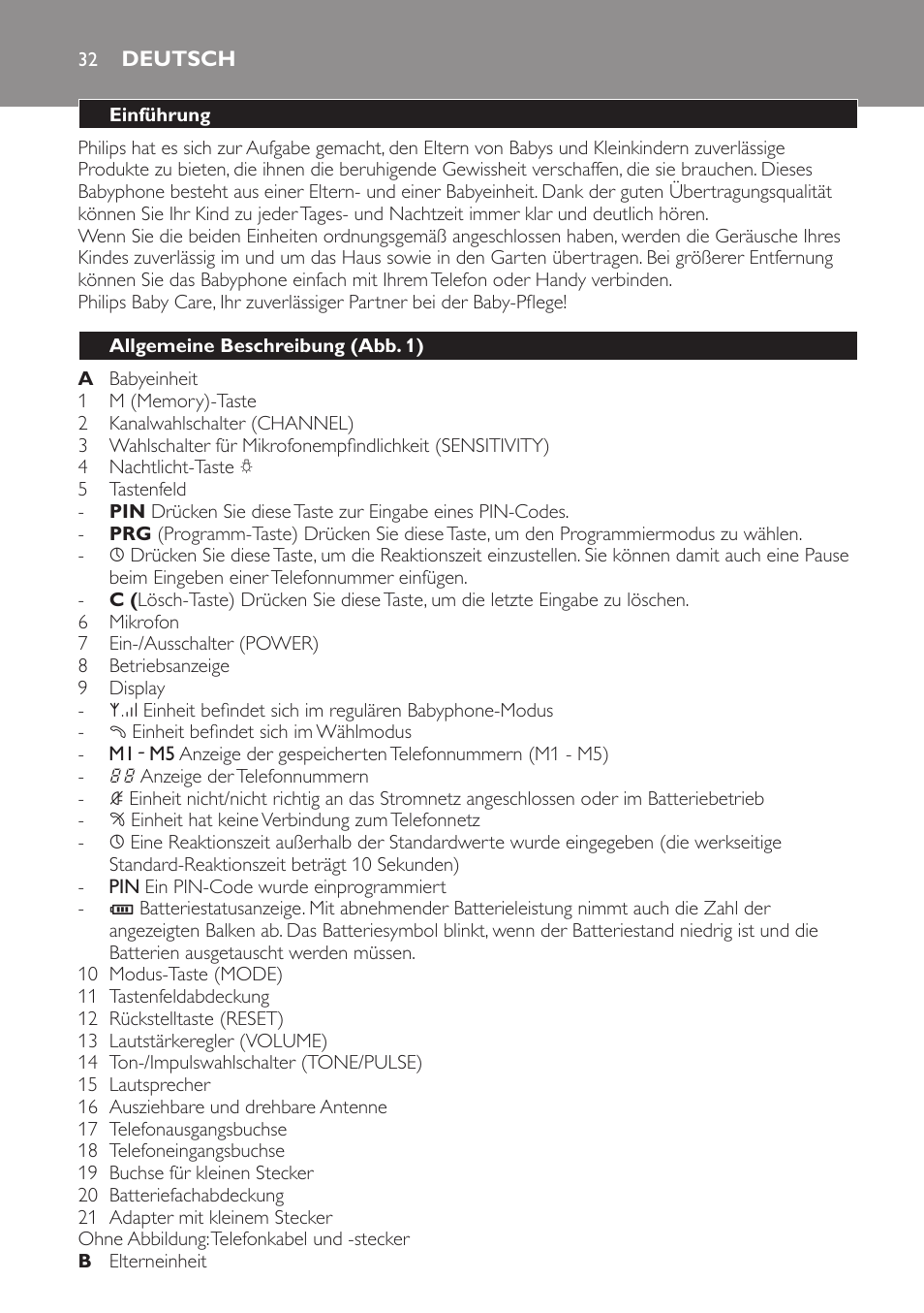 Deutsch, Einführung, Allgemeine beschreibung﻿ (abb. 1) | Philips SCD 469 User Manual | Page 32 / 188