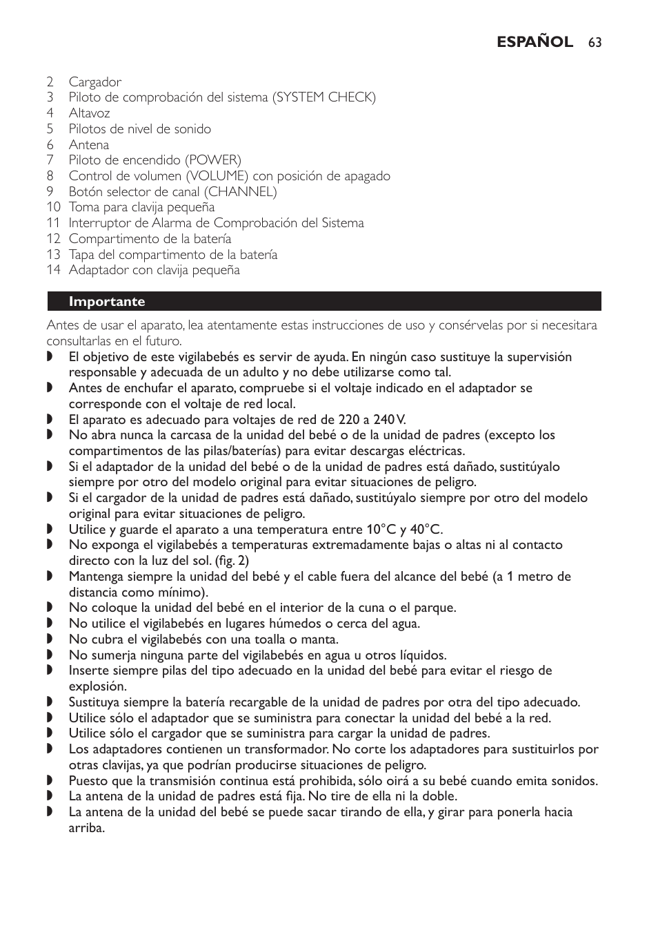 Importante | Philips SCD 469 User Manual | Page 63 / 188