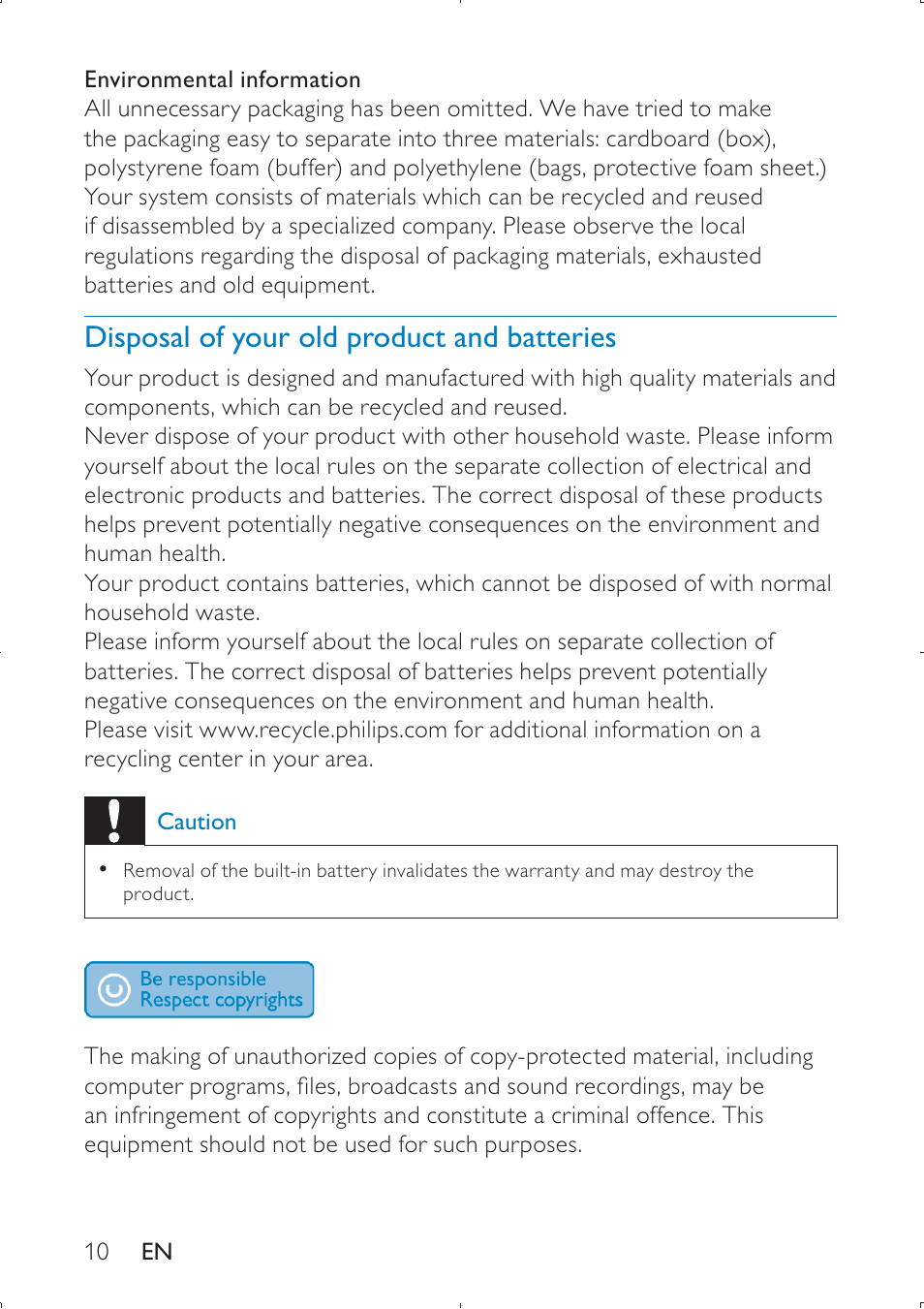 Philips PET749 User Manual | Page 10 / 36