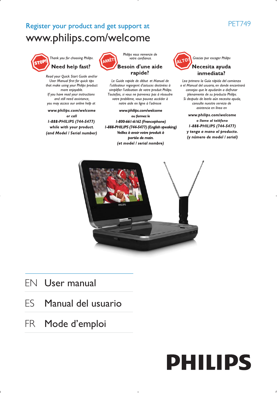 Philips PET749 User Manual | Page 2 / 36
