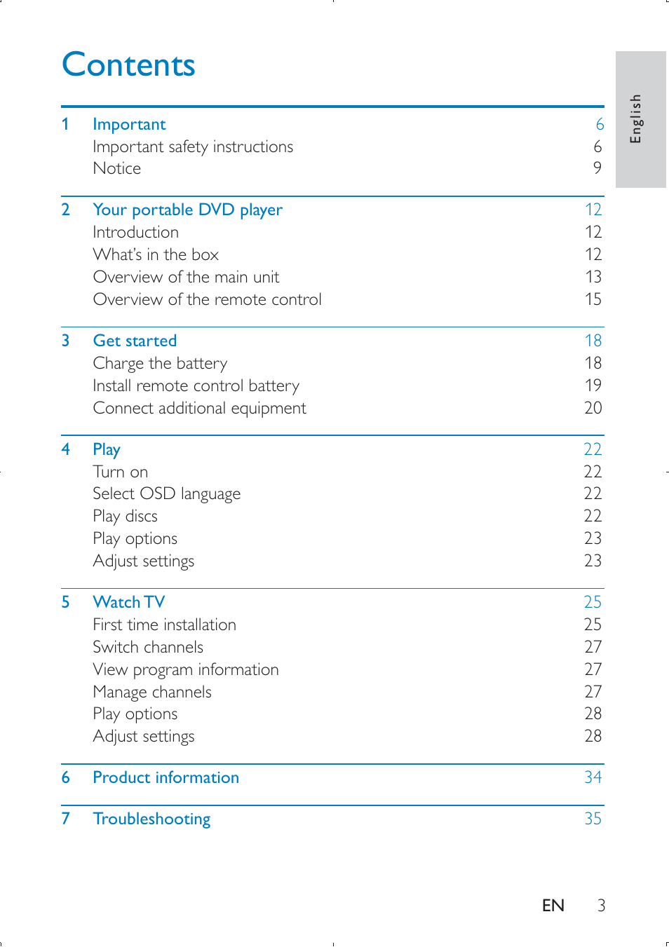 Philips PET749 User Manual | Page 3 / 36