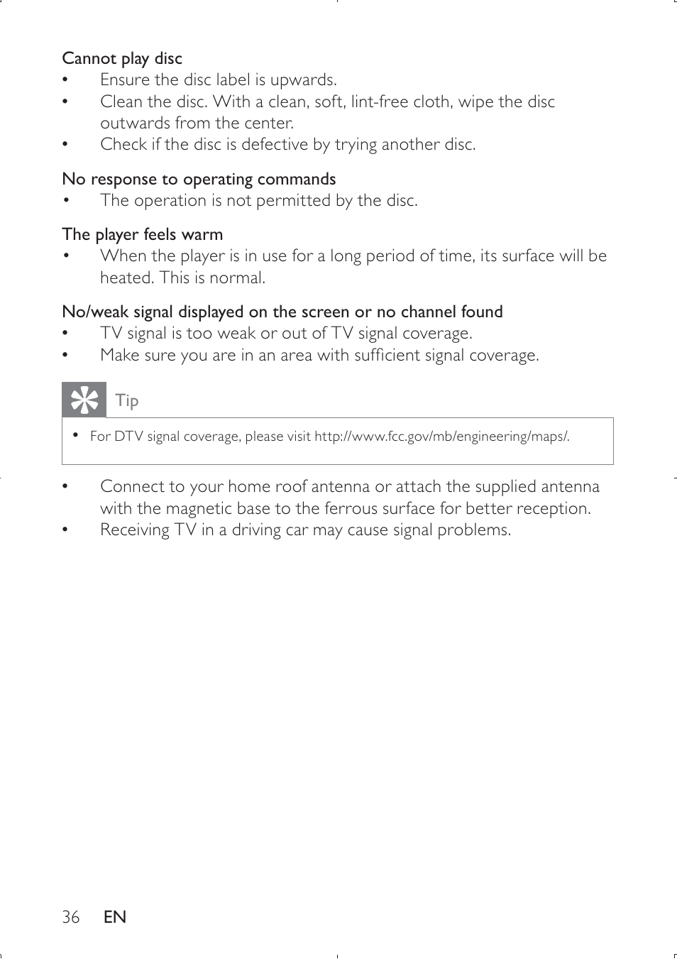 Philips PET749 User Manual | Page 36 / 36