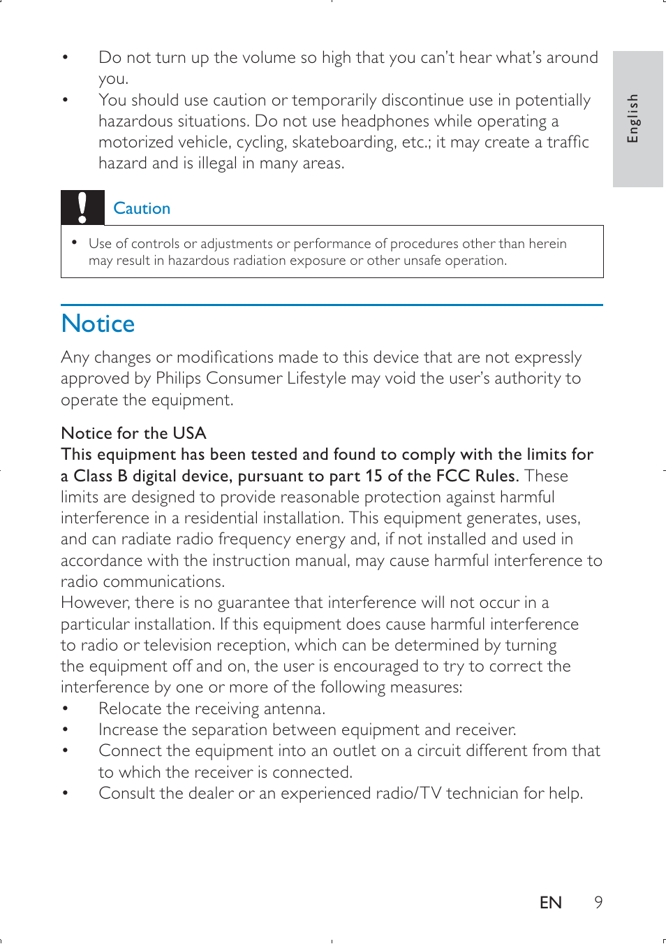 Notice | Philips PET749 User Manual | Page 9 / 36