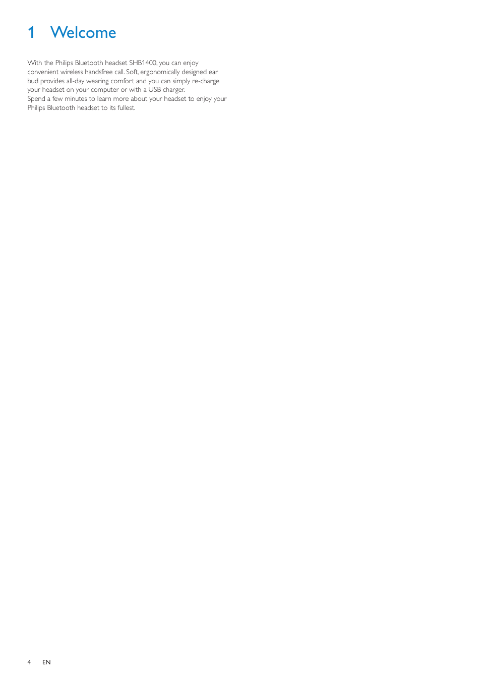 1 welcome | Philips SHB1400 User Manual | Page 4 / 13