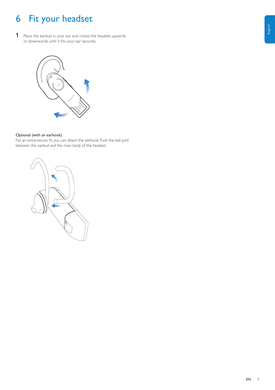 6 fit your headset | Philips SHB1400 User Manual | Page 9 / 13