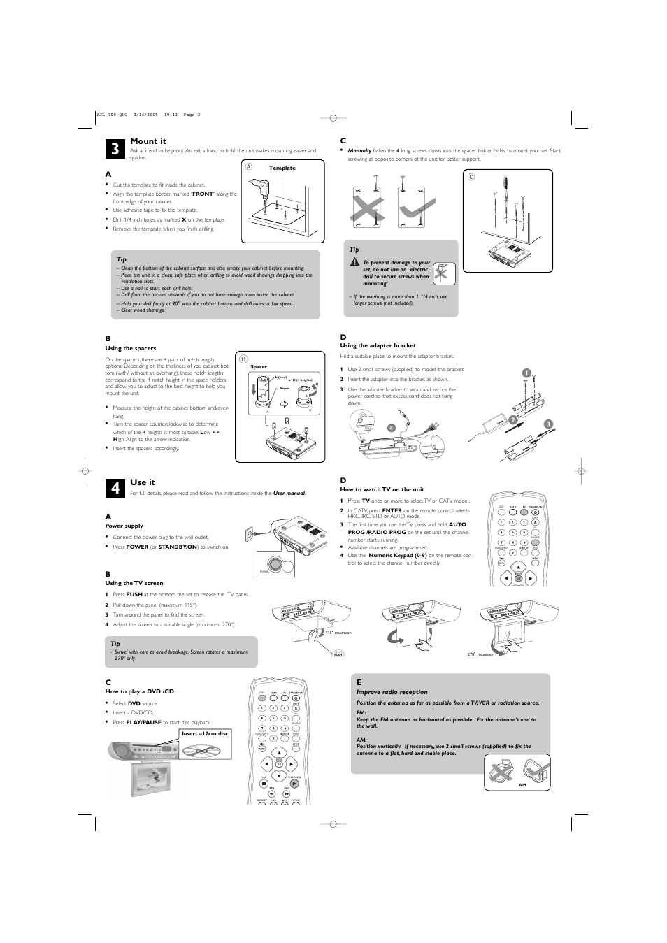 Mount it, Use it | Philips AJL700 User Manual | Page 2 / 2