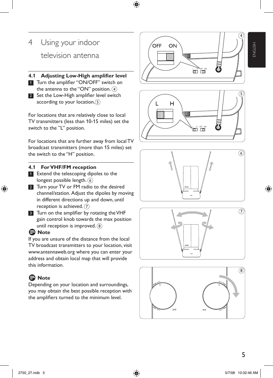 4 using your indoor television antenna | Philips SDV2750/27 User Manual | Page 5 / 20