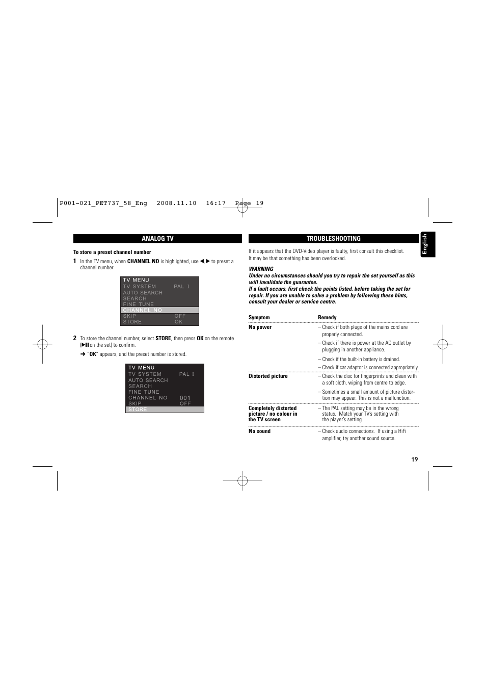 Philips PDCC-XP-0845 User Manual | Page 19 / 22