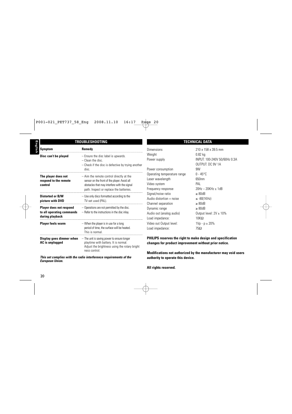 Philips PDCC-XP-0845 User Manual | Page 20 / 22