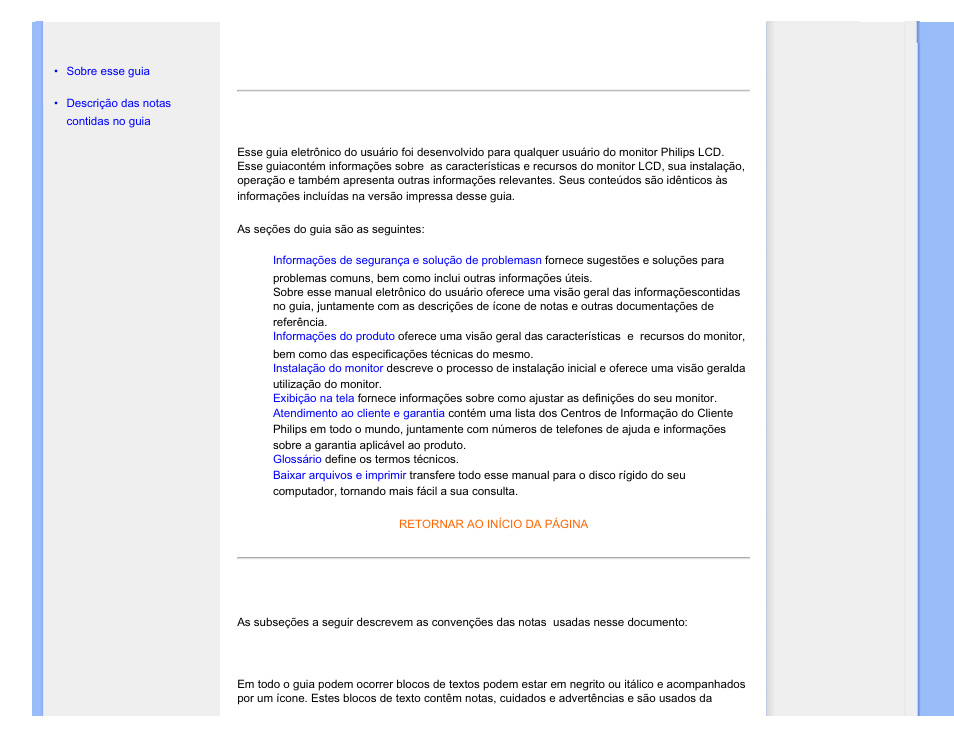 Sobre esse guia | Philips 240BW9 User Manual | Page 28 / 124