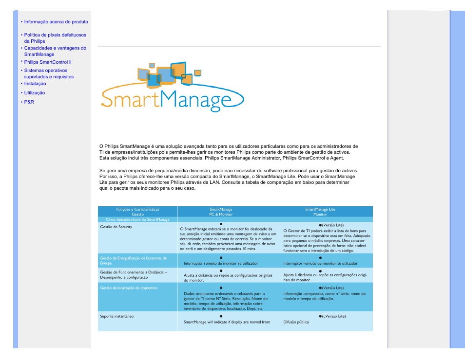 Smartmanage, Smartmanage e smartcontrol ii | Philips 240BW9 User Manual | Page 45 / 124