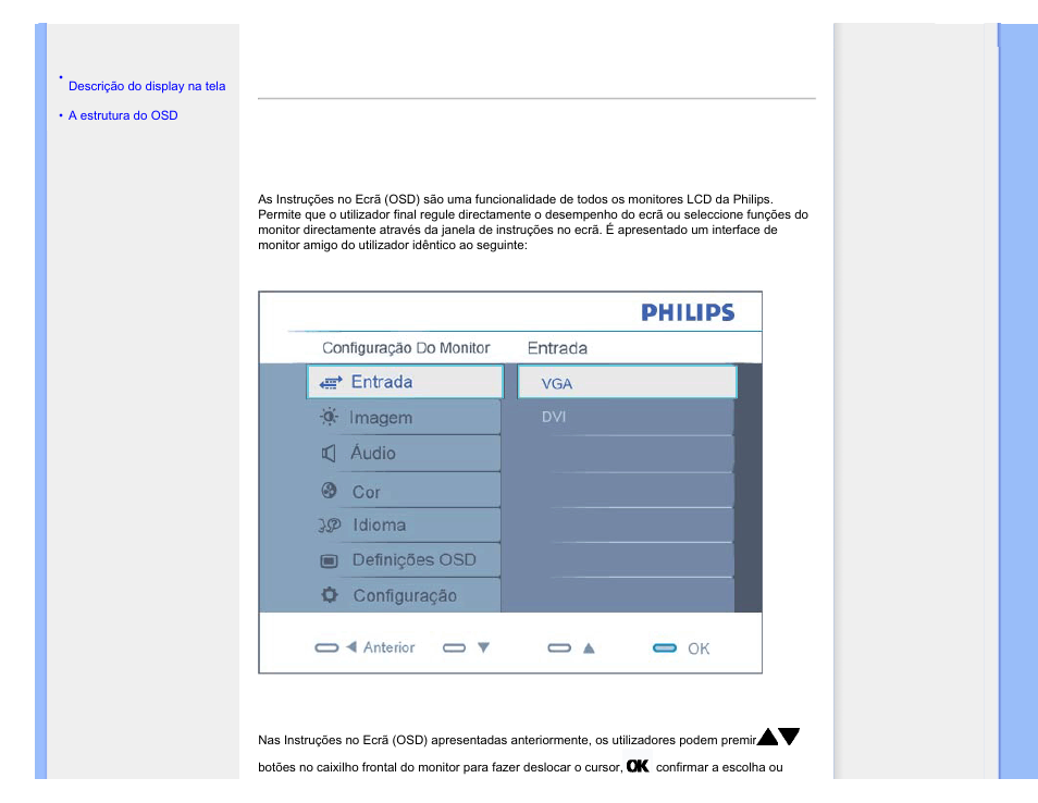 Display na tela (osd) | Philips 240BW9 User Manual | Page 84 / 124