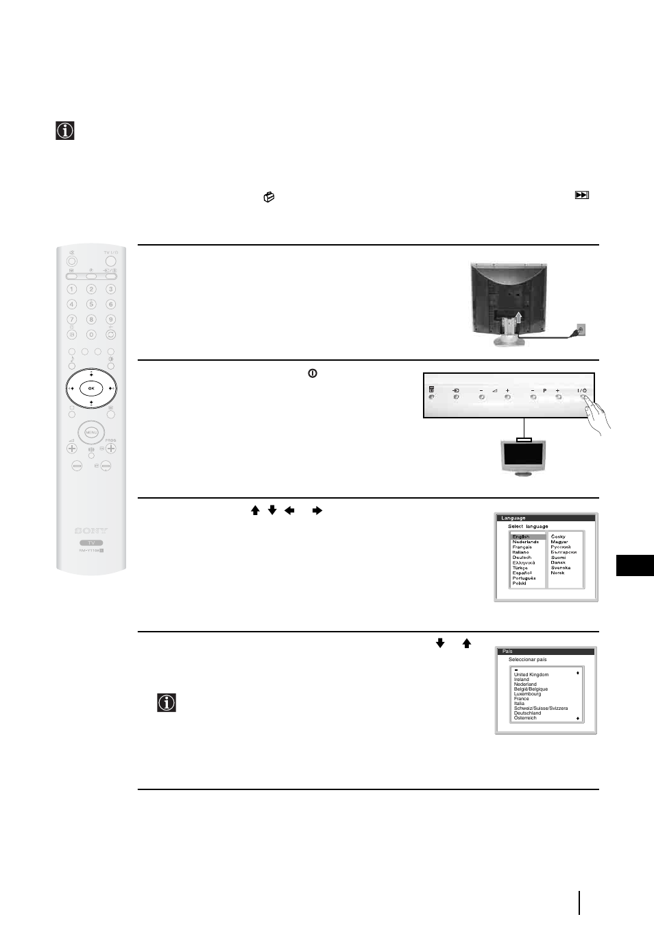 Primeira colocação em funcionamento, Ligação do televisor e sintonia automática, 15 pt | Sony KLV-27HR3 User Manual | Page 113 / 134