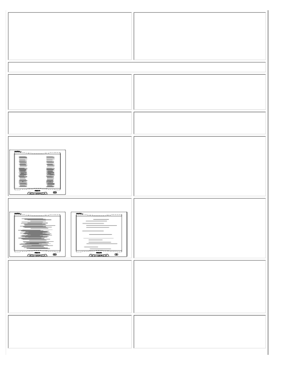 De auto-knop werkt niet goed, Het beeld trilt op het scherm, Het beeld flikkert verticaal | Het beeld flikkert horizontaal, Het scherm is te helder of te donker, Er verschijnt een nabeeld | Philips 150B3T User Manual | Page 34 / 88