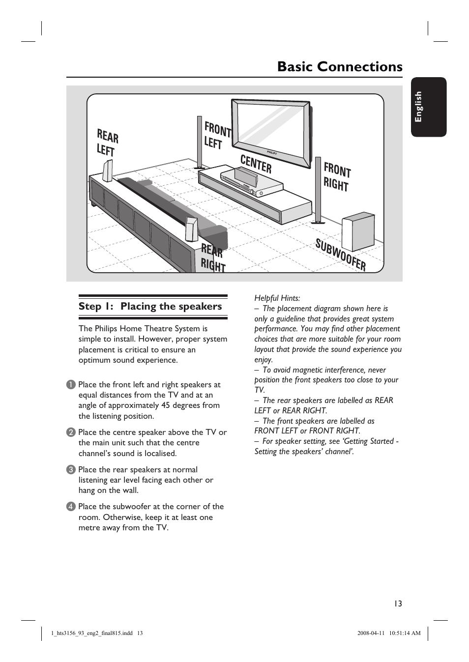 Basic connections | Philips HTS3156 User Manual | Page 13 / 50
