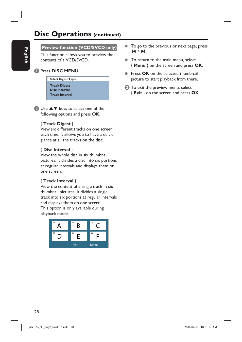 Disc operations, Continued) | Philips HTS3156 User Manual | Page 28 / 50