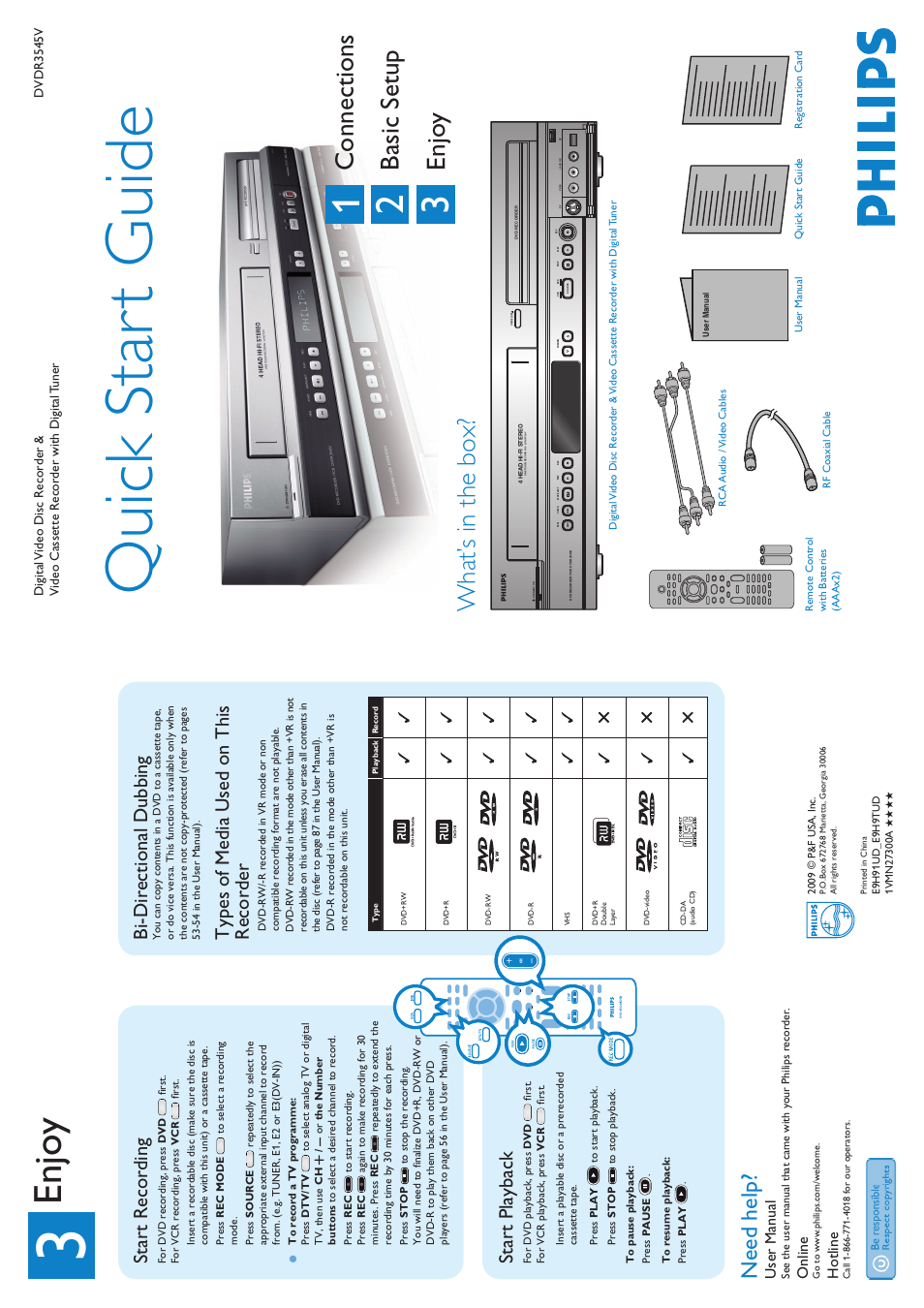 Philips DVDR3545V/F7 User Manual | 2 pages