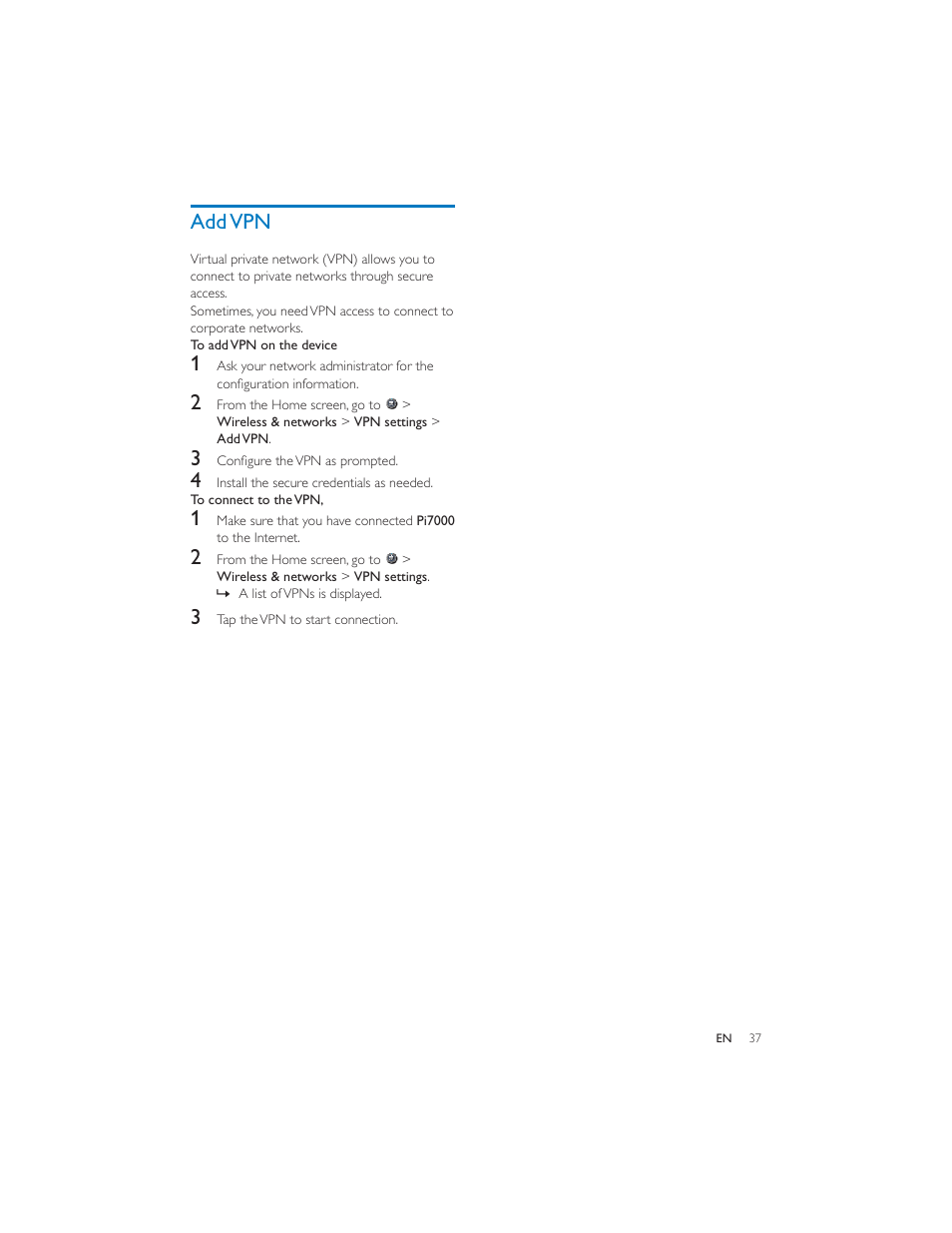 Add vpn | Philips PI7000/93 User Manual | Page 36 / 46