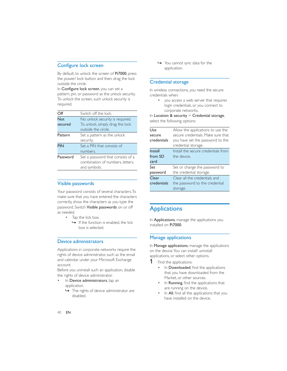 Applications | Philips PI7000/93 User Manual | Page 39 / 46