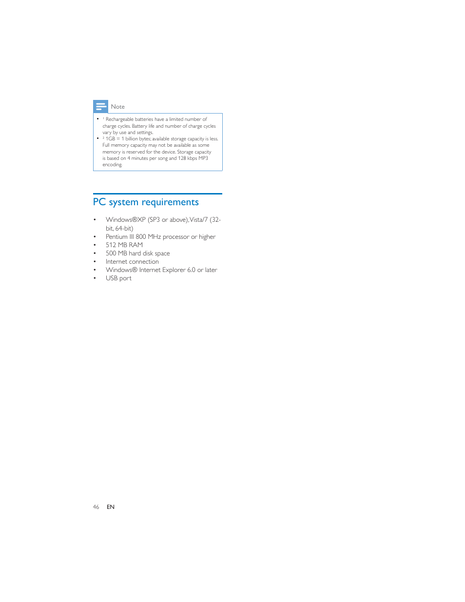 Pc system requirements | Philips PI7000/93 User Manual | Page 45 / 46