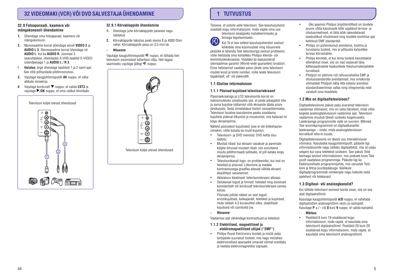 32 videomaki (vcr) või dvd salvestaja ühendamine, 1 tutvustus | Philips 20/26/32HF5335D User Manual | Page 13 / 40
