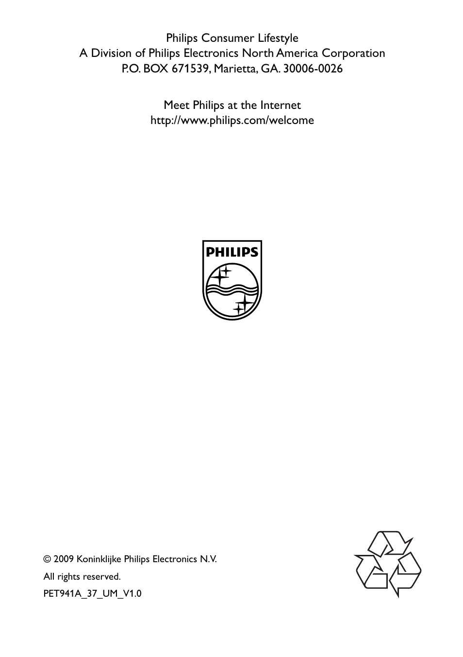 Philips PET941A/37 User Manual | Page 23 / 23