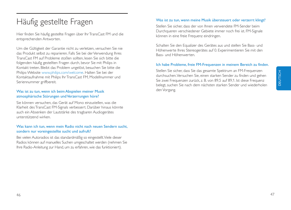 Häufig gestellte fragen | Philips DLV92009/10 User Manual | Page 24 / 122