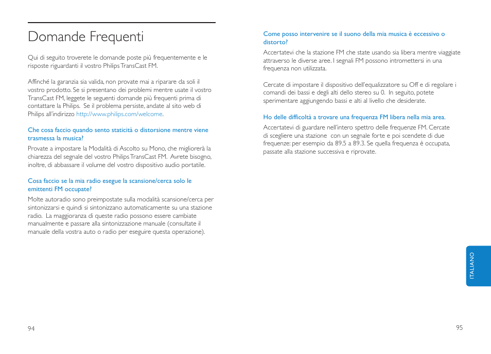 Domande frequenti | Philips DLV92009/10 User Manual | Page 48 / 122