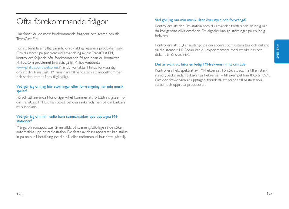 Ofta förekommande frågor | Philips DLV92009/10 User Manual | Page 64 / 122