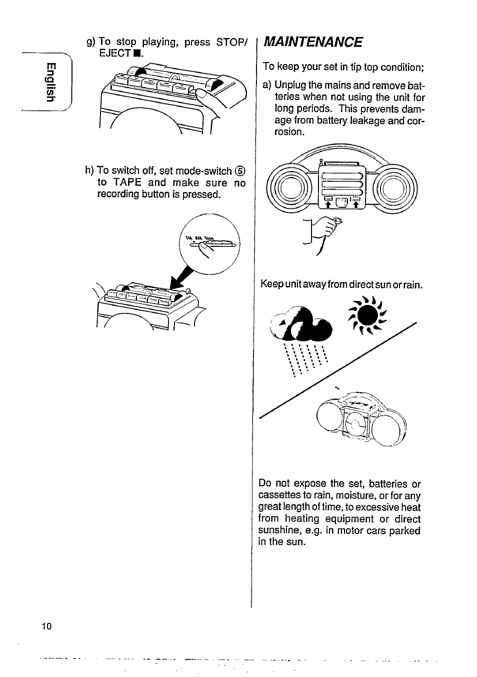 Maintenance | Philips Stereo Radio-Cassette Recorder User Manual | Page 10 / 16