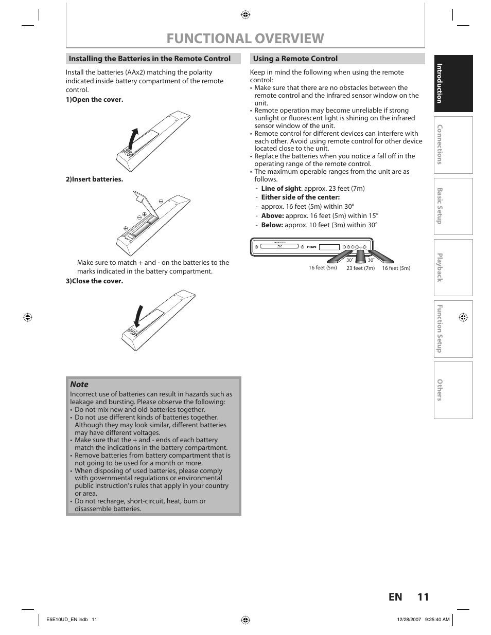 Functional overview, 11 en | Philips BDP7200 User Manual | Page 11 / 44