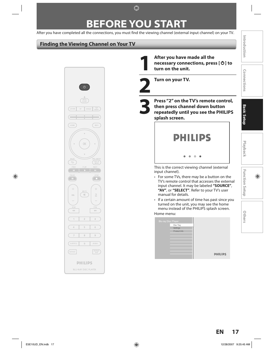 Before you start | Philips BDP7200 User Manual | Page 17 / 44