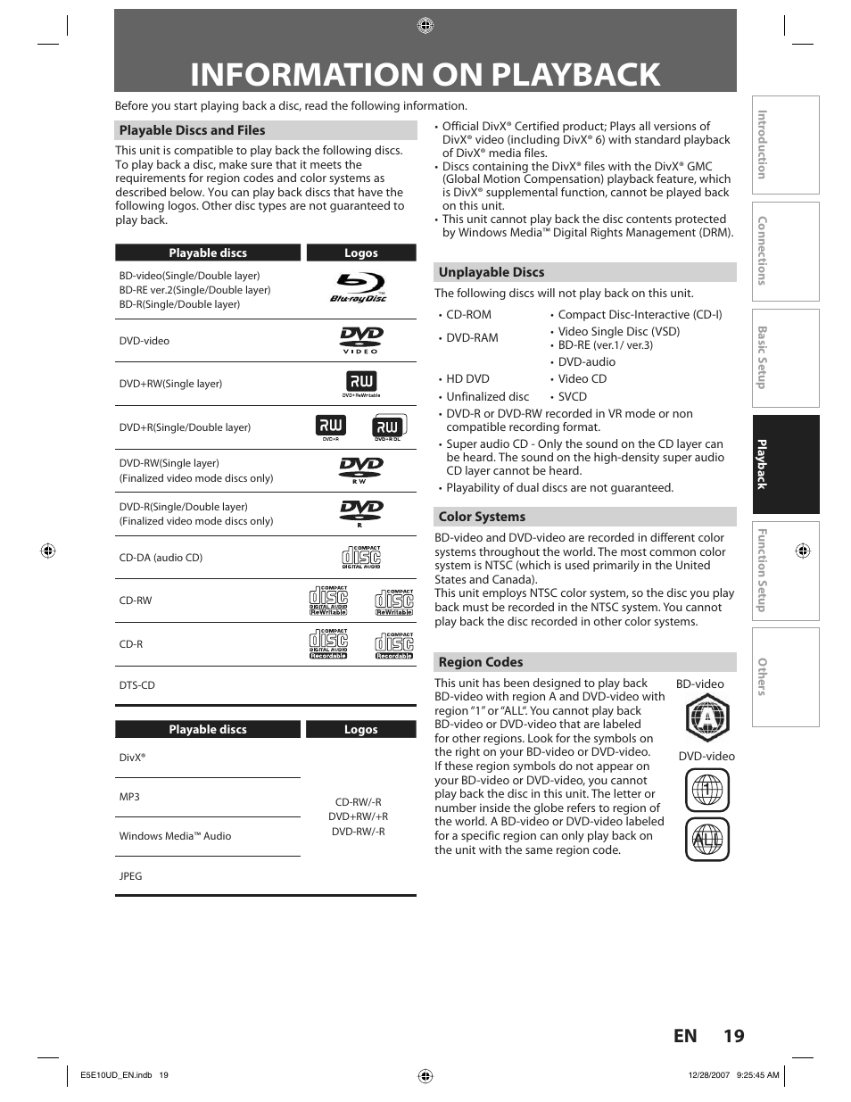 Information on playback, 19 en | Philips BDP7200 User Manual | Page 19 / 44