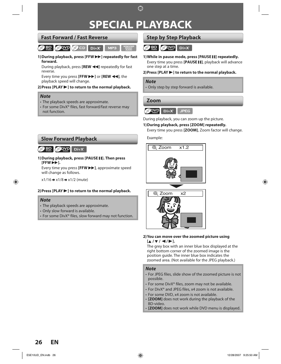 Special playback, 26 en | Philips BDP7200 User Manual | Page 26 / 44