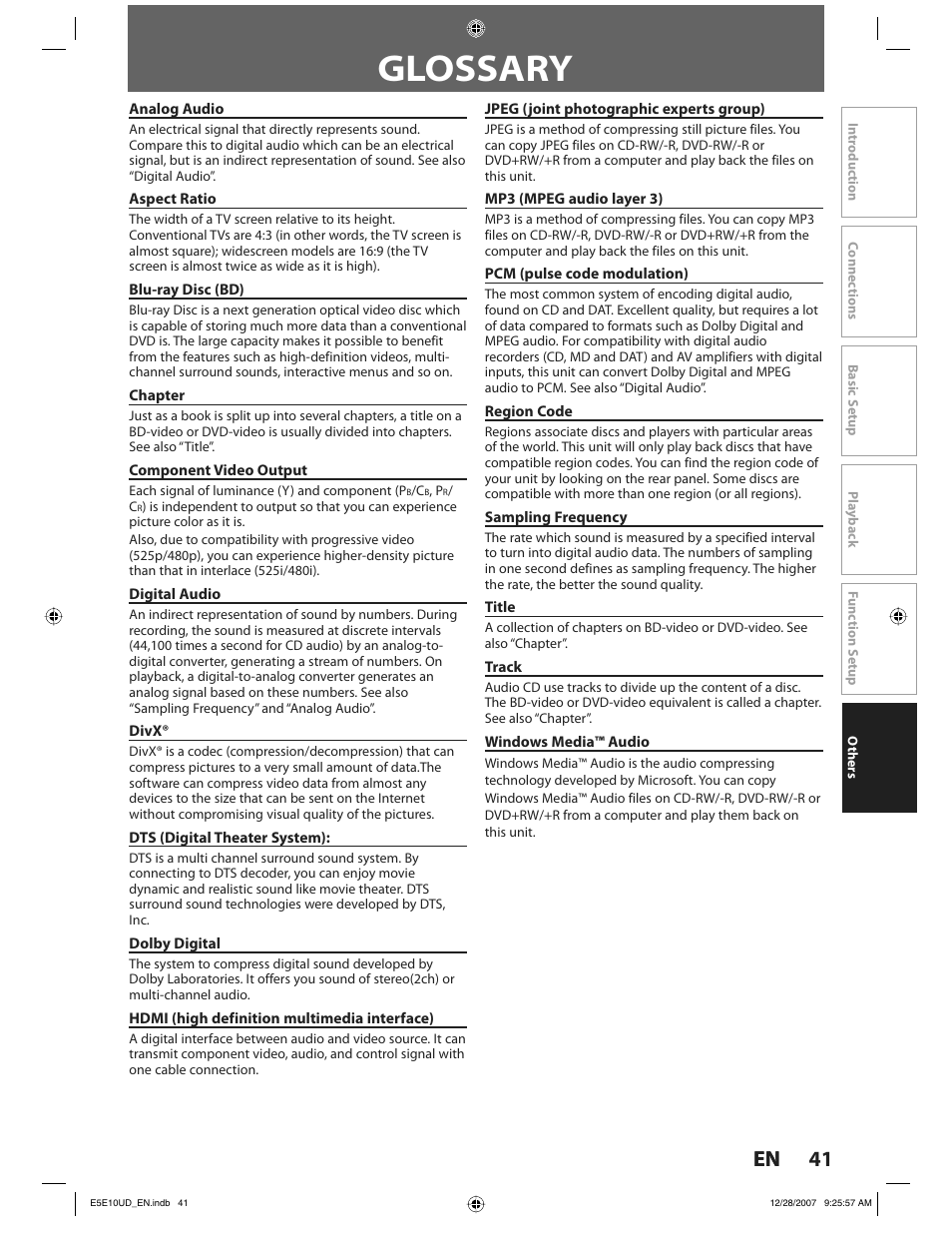 Glossary, 41 en 41 en | Philips BDP7200 User Manual | Page 41 / 44