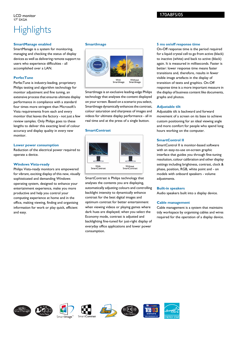 Highlights | Philips 170A8FS User Manual | Page 2 / 3