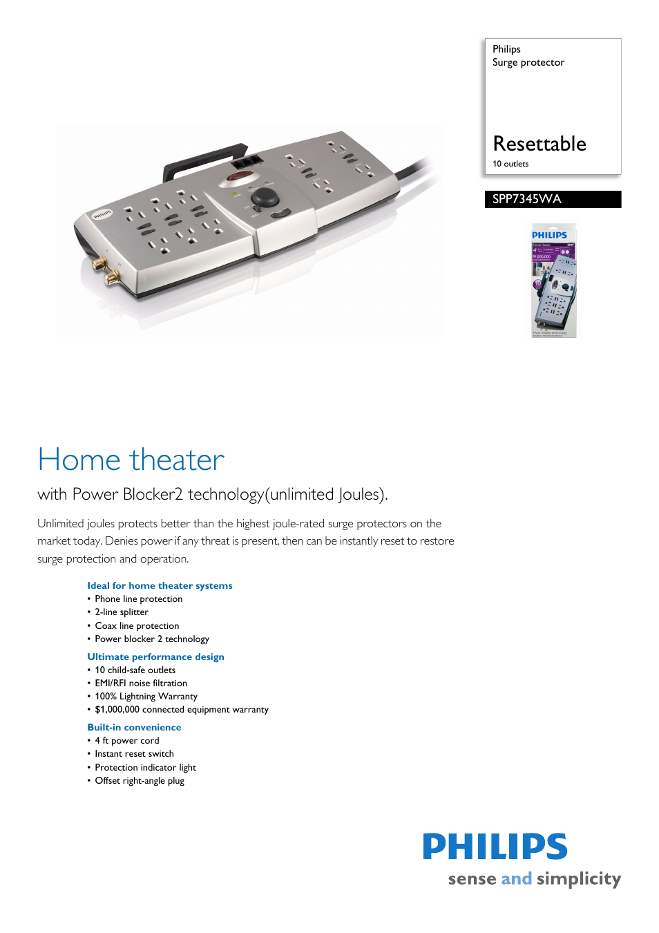 Philips SPP7345WA User Manual | 2 pages