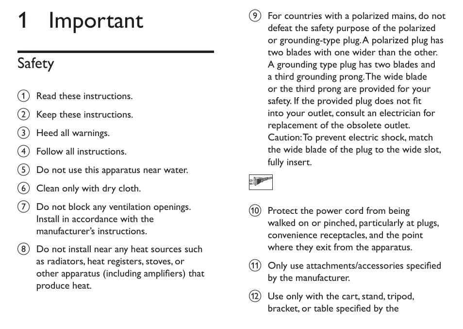 1 important, Safety | Philips PET712/05 User Manual | Page 5 / 29