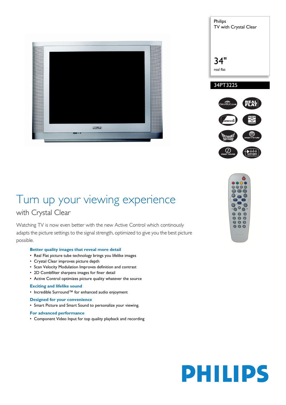 Philips 34PT3225 User Manual | 2 pages