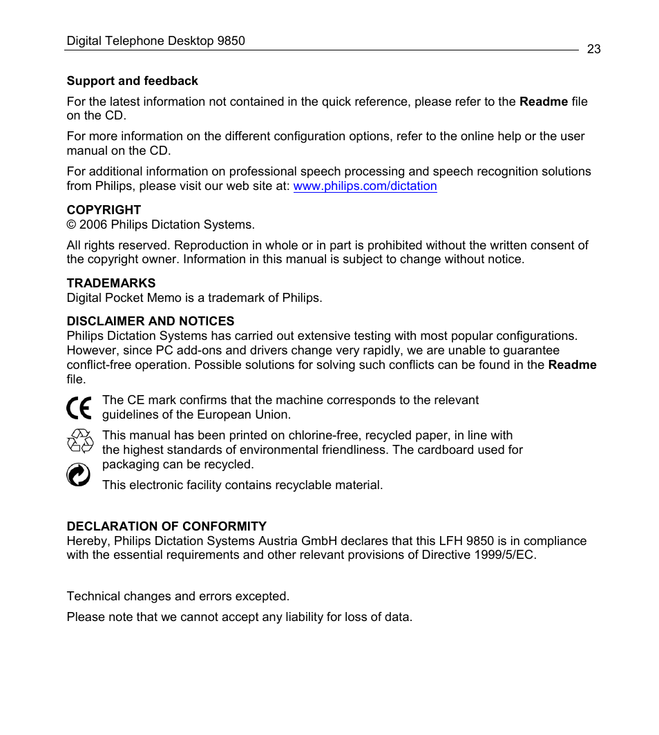 Philips 9850 User Manual | Page 23 / 88