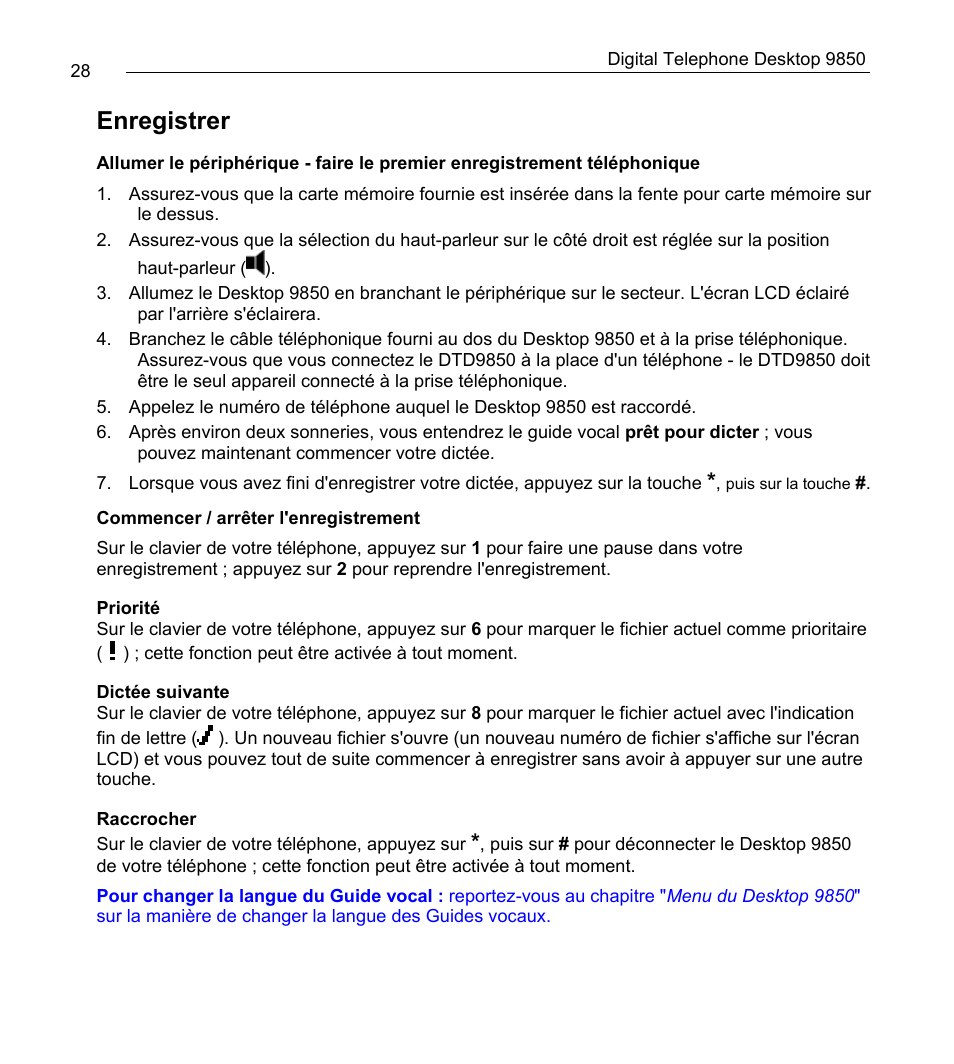 Enregistrer | Philips 9850 User Manual | Page 28 / 88