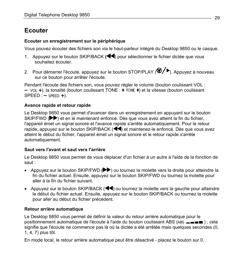 Ecouter | Philips 9850 User Manual | Page 29 / 88