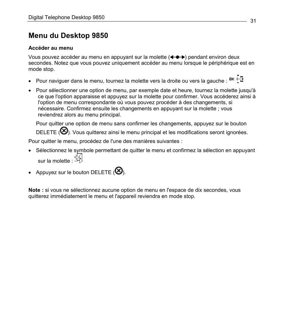 Menu du desktop 9850 | Philips 9850 User Manual | Page 31 / 88