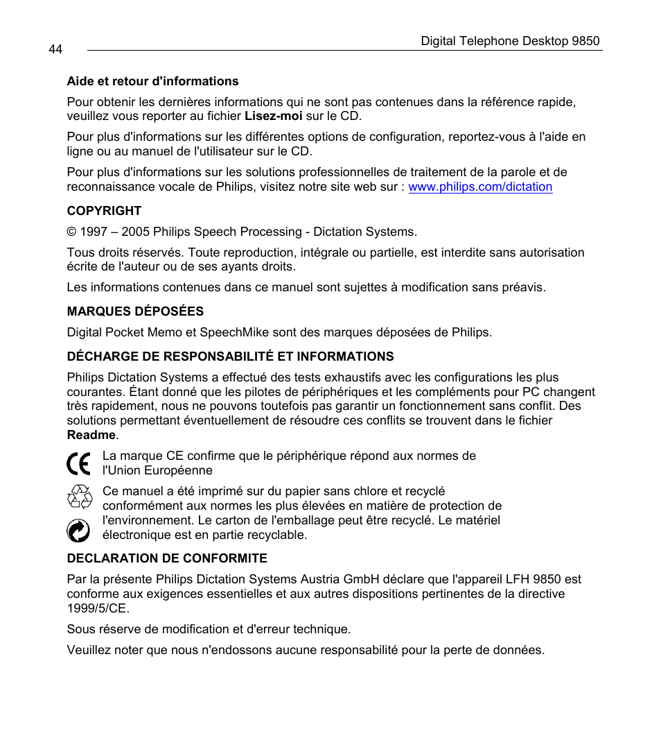 Philips 9850 User Manual | Page 44 / 88