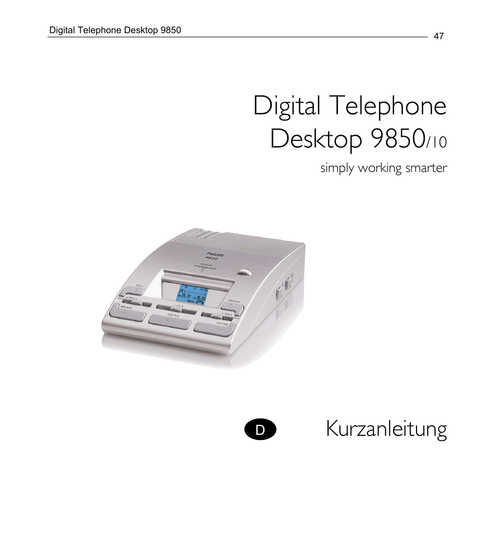 Digital telephone desktop 9850, Kurzanleitung | Philips 9850 User Manual | Page 47 / 88