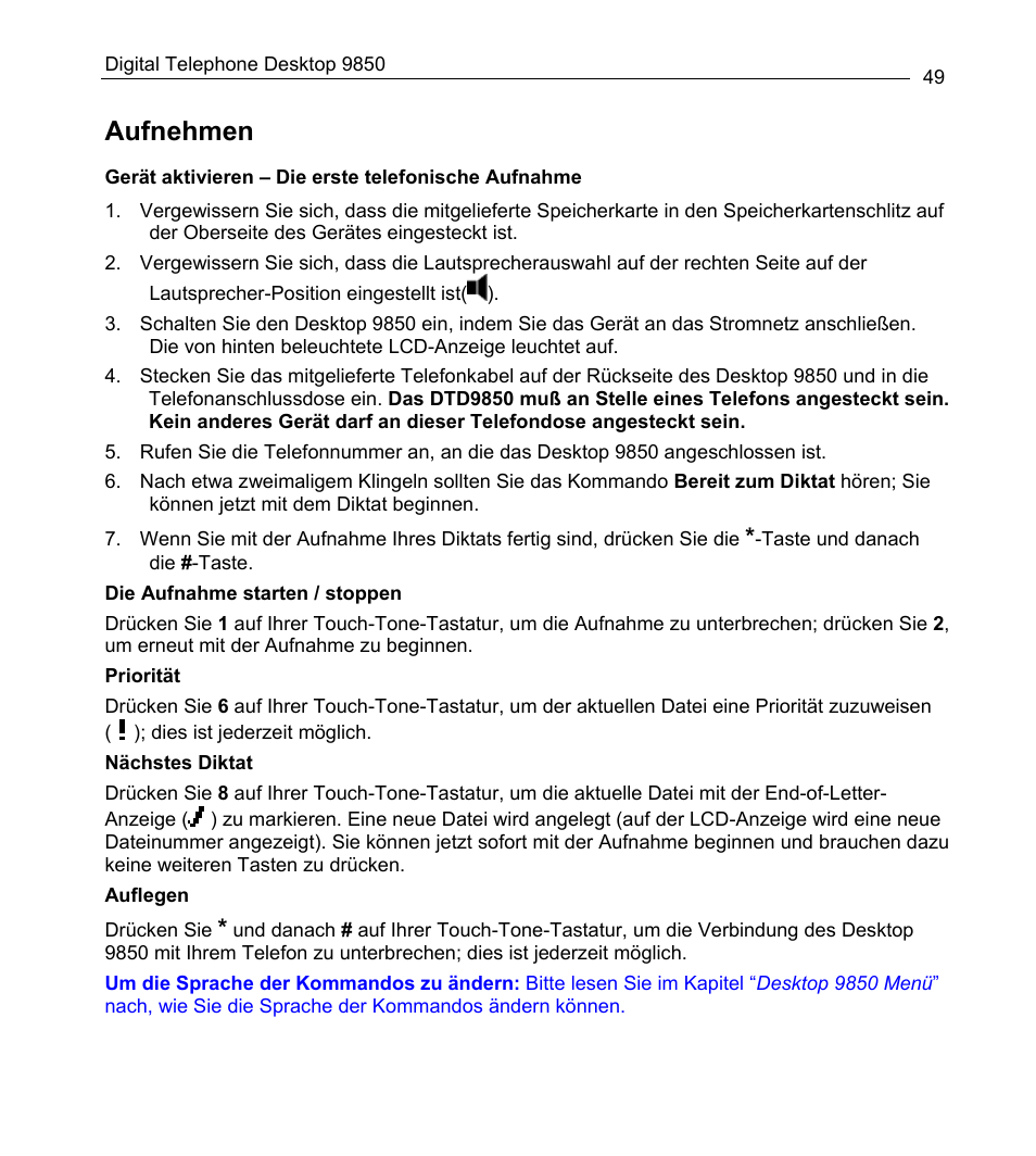 Aufnehmen | Philips 9850 User Manual | Page 49 / 88