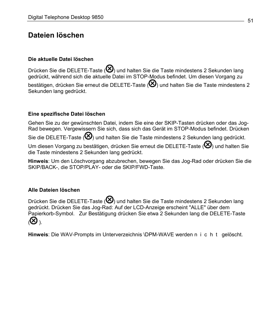 Dateien löschen | Philips 9850 User Manual | Page 51 / 88