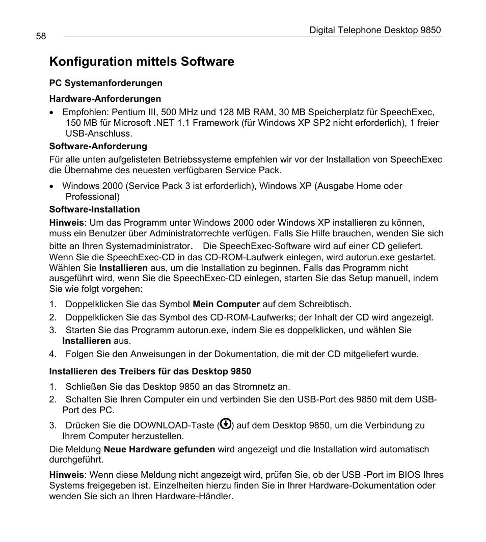 Konfiguration mittels software | Philips 9850 User Manual | Page 58 / 88