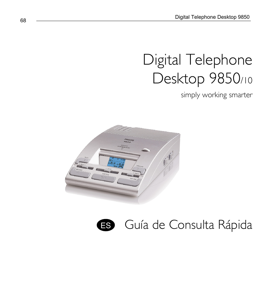 Digital telephone desktop 9850, Guía de consulta rápida | Philips 9850 User Manual | Page 68 / 88